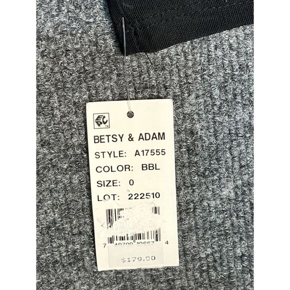 NWT Betsy & Adam Sheath Dress Knee Length Mesh Trim Mock Neck Black Women Size 0 - Picture 5 of 16